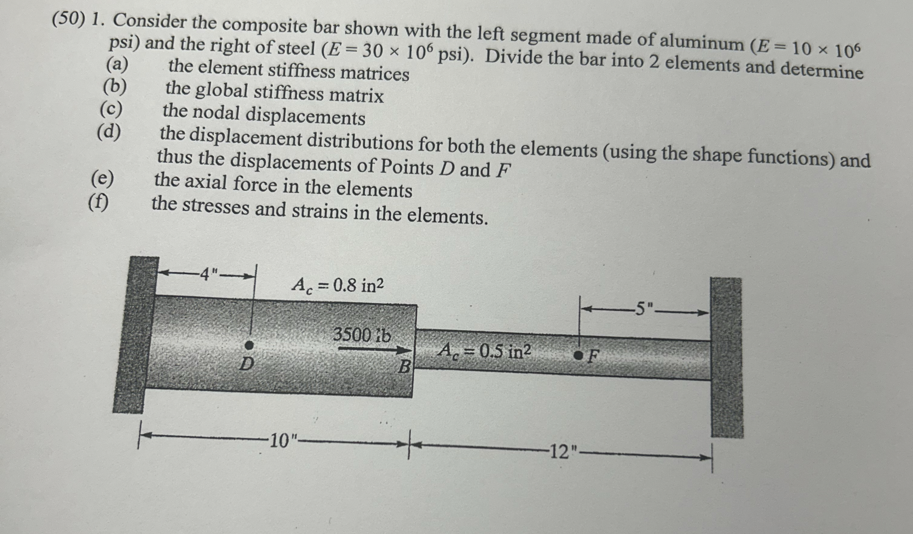 ( 5 0 ) 1 . Consider the composite bar shown with
