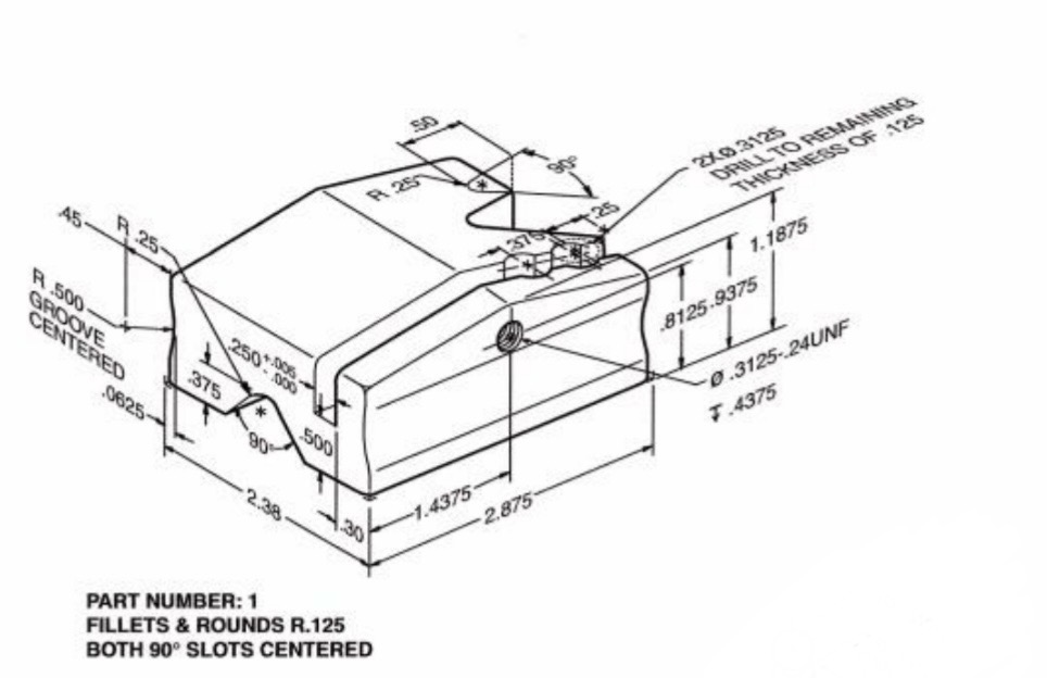 PART NUMBER: 1 FILLETS & ROUNDS R . 1 2 5 BOTH 9