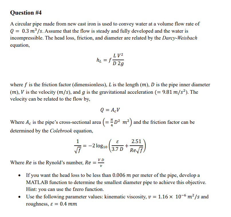 Question # 4 A circular pipe made from new cast