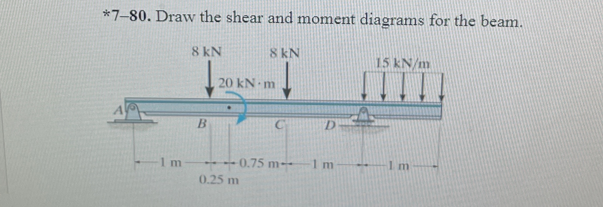 * 7 - 8 0 . Draw the shear and moment diagrams