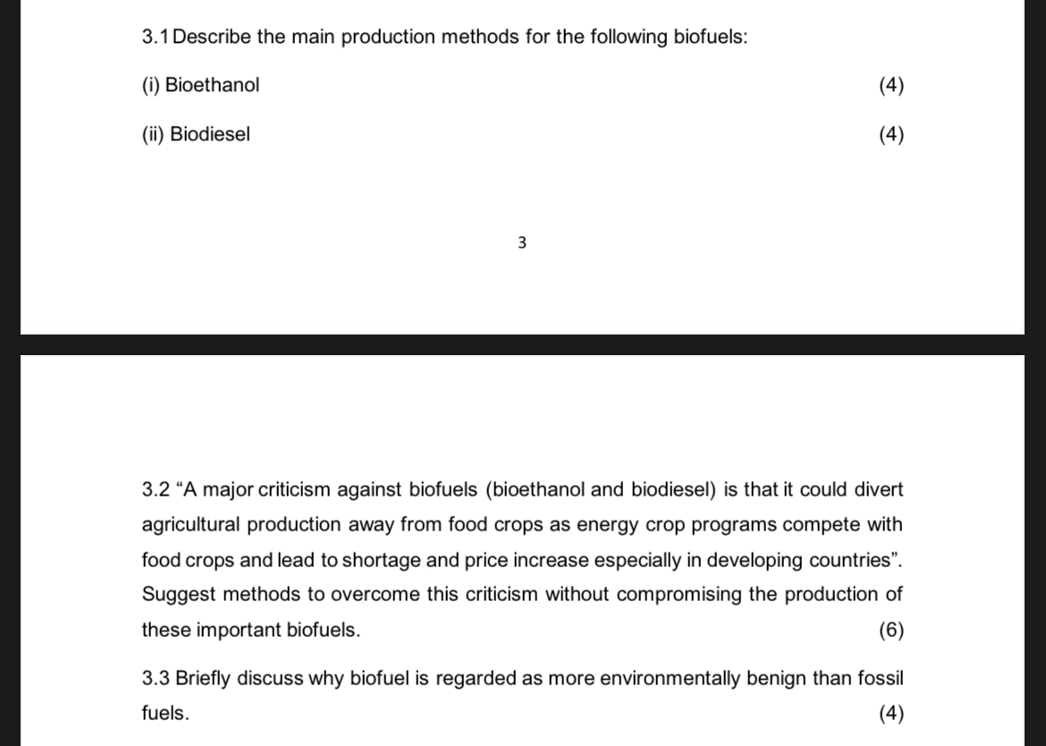 3 . 1 Describe the main production methods for