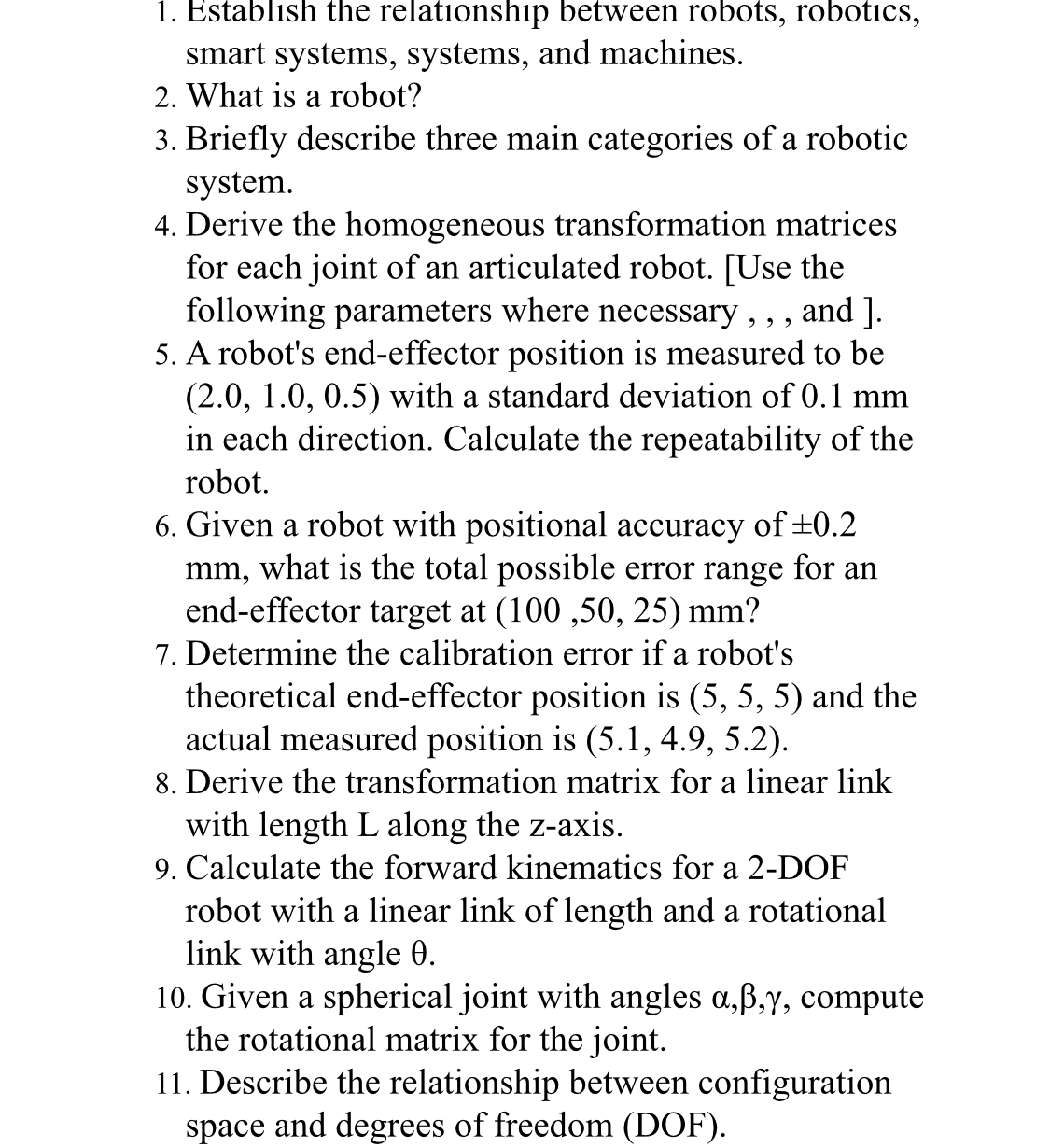 1 2 . Describe three types of industrial robot