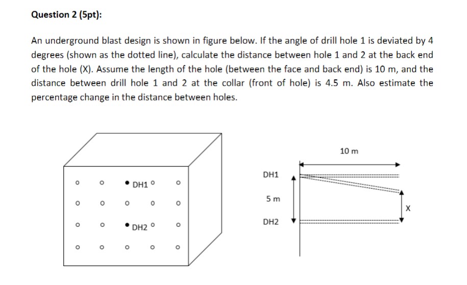 Question 2 ( 5 pt ) : An underground blast design