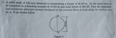 A solid shaft of 1 5 0 mm diameter is