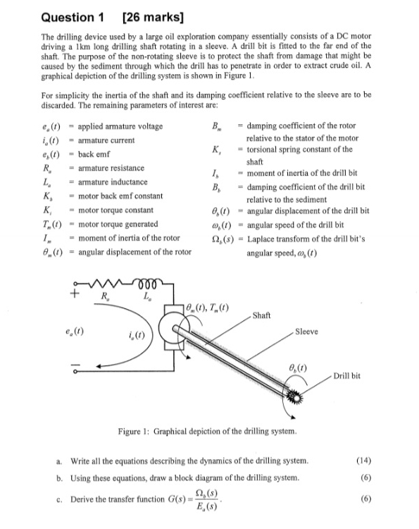 Question 1 [ 2 6 marks ] The drilling device used