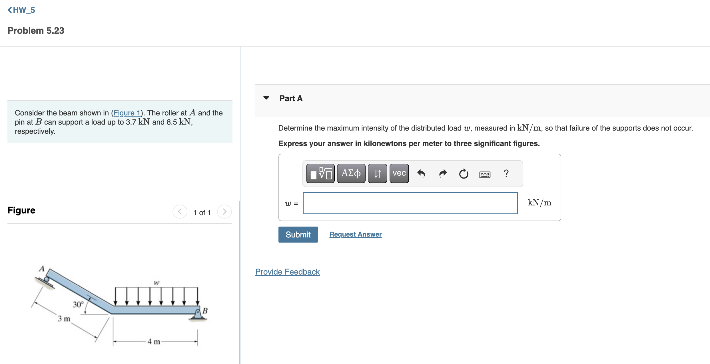 Problem 5 . 2 3 Consider the beam shown in (