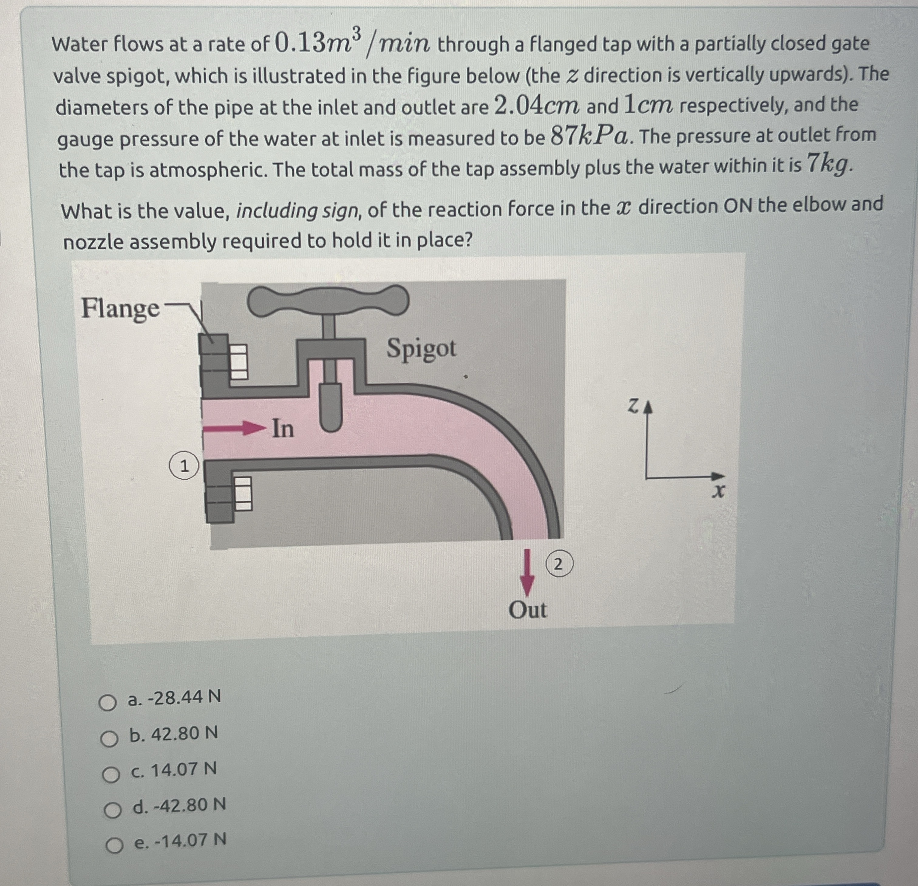 Water flows at a rate of 0 . 1 3 m 3 m i n