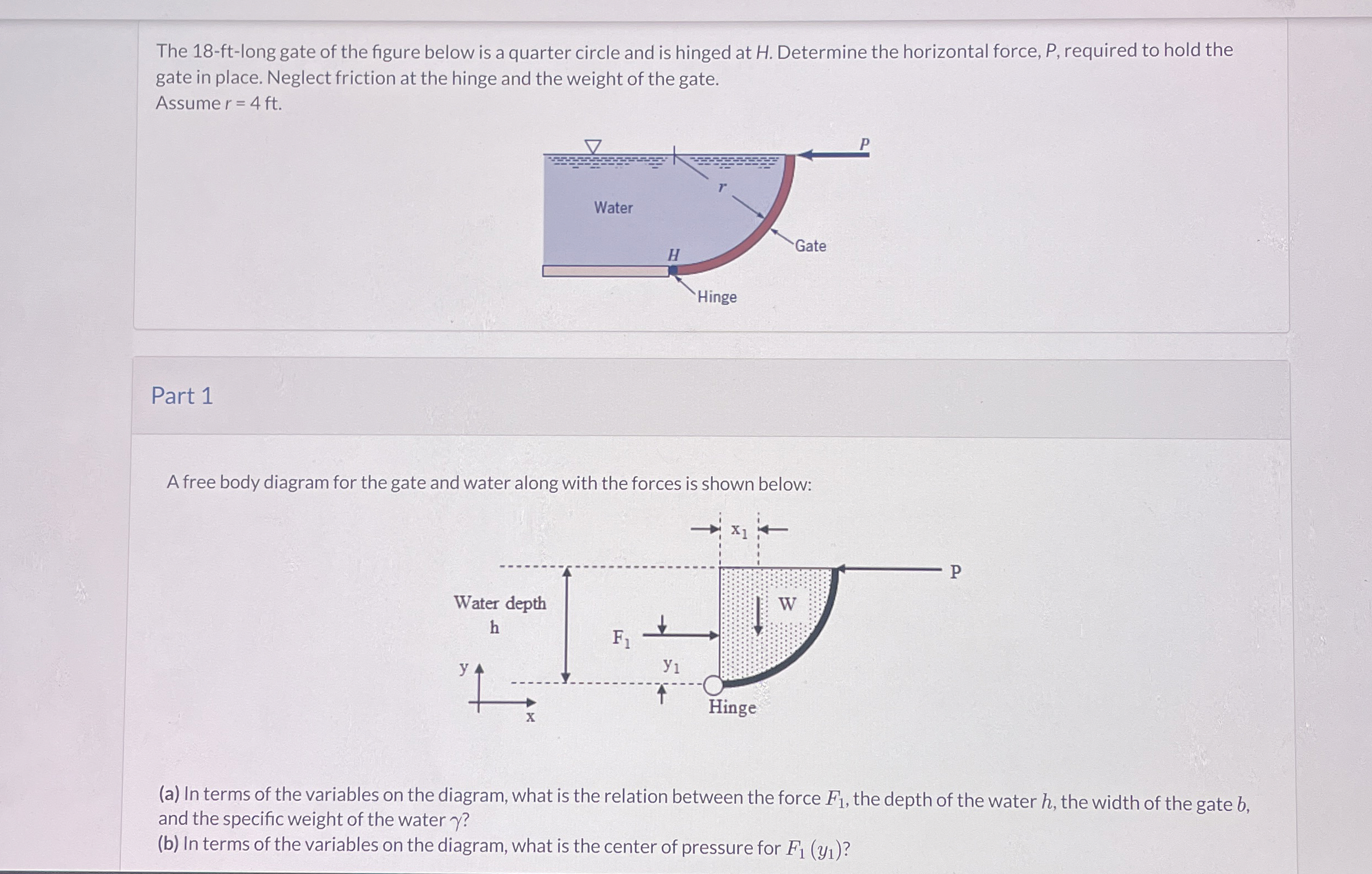 The 1 8 - ft - long gate of the figure below is a