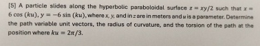 [ 5 ] A particle slides along the hyperbolic