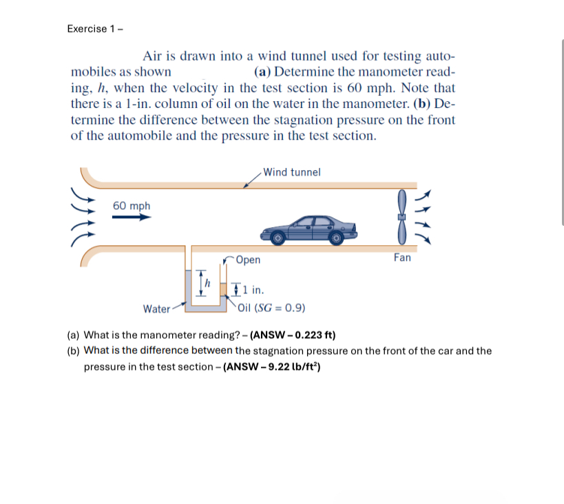 Exercise 1 - Air is drawn into a wind tunnel used