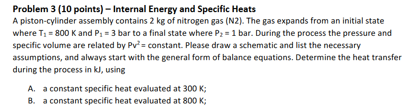 Problem 3 ( 1 0 points ) - Internal Energy and