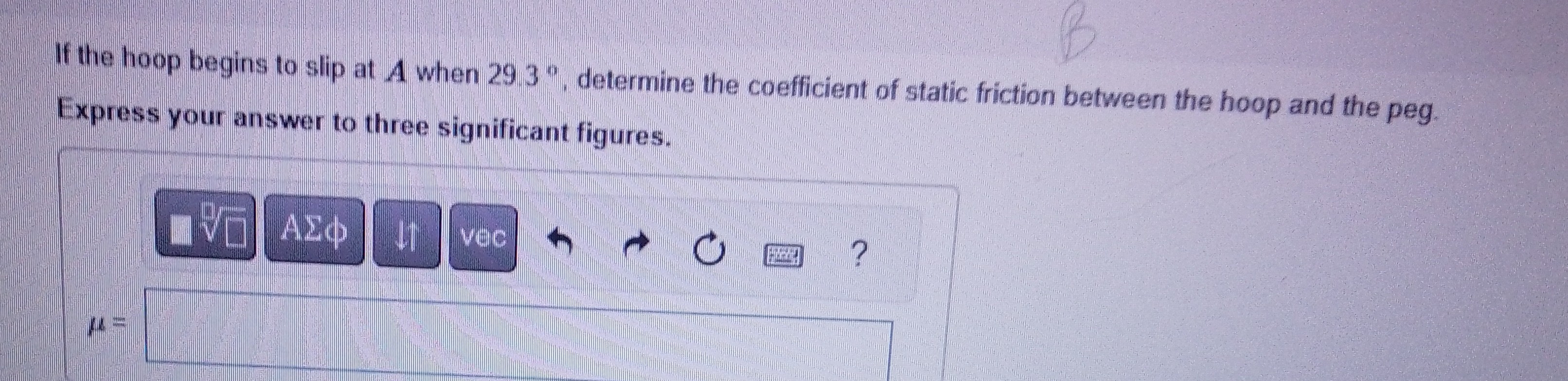 If the hoop begins to slip at \ ( A \ ) when \ (