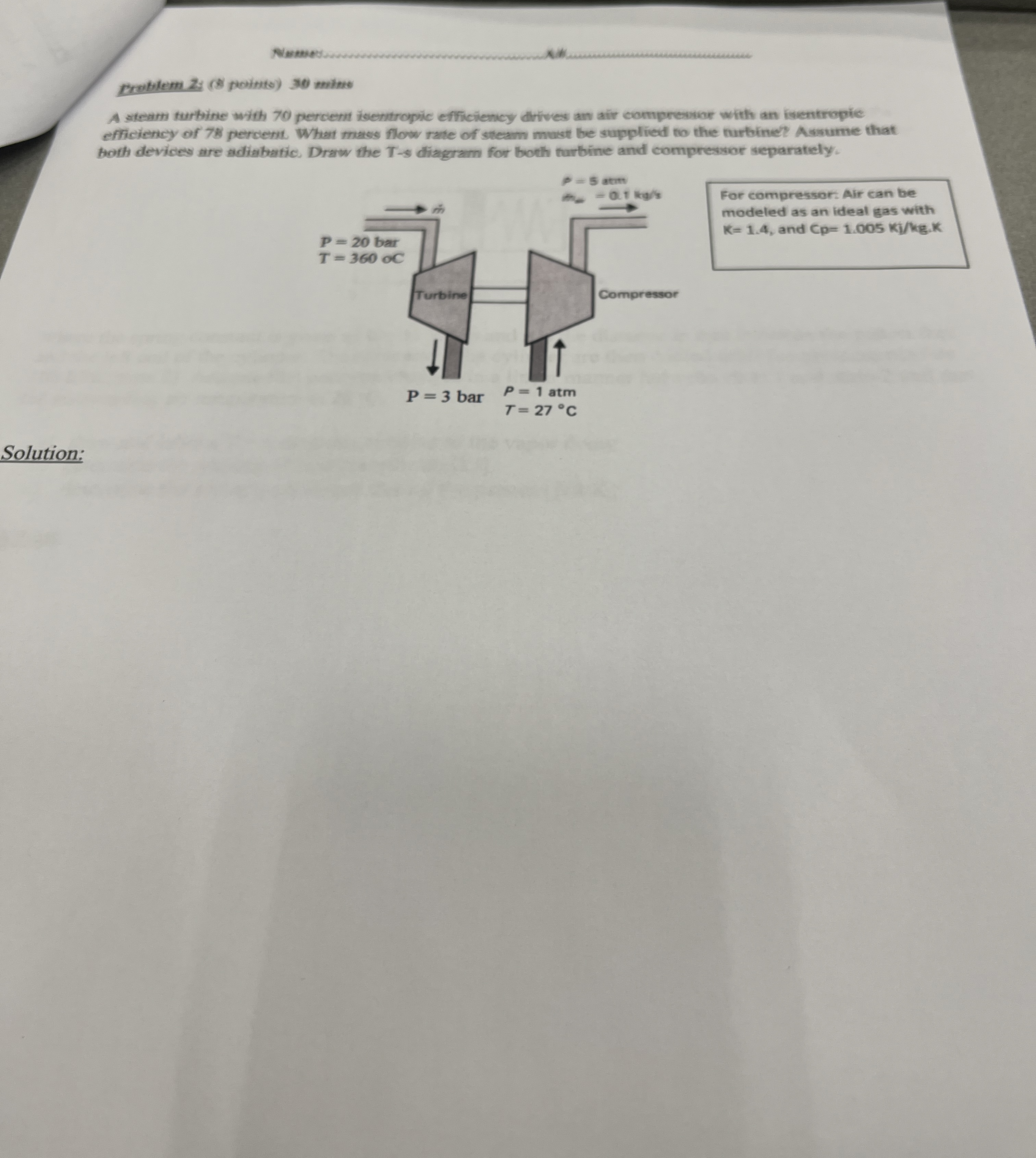q , A steam turbine with 7 0 percent isentropic