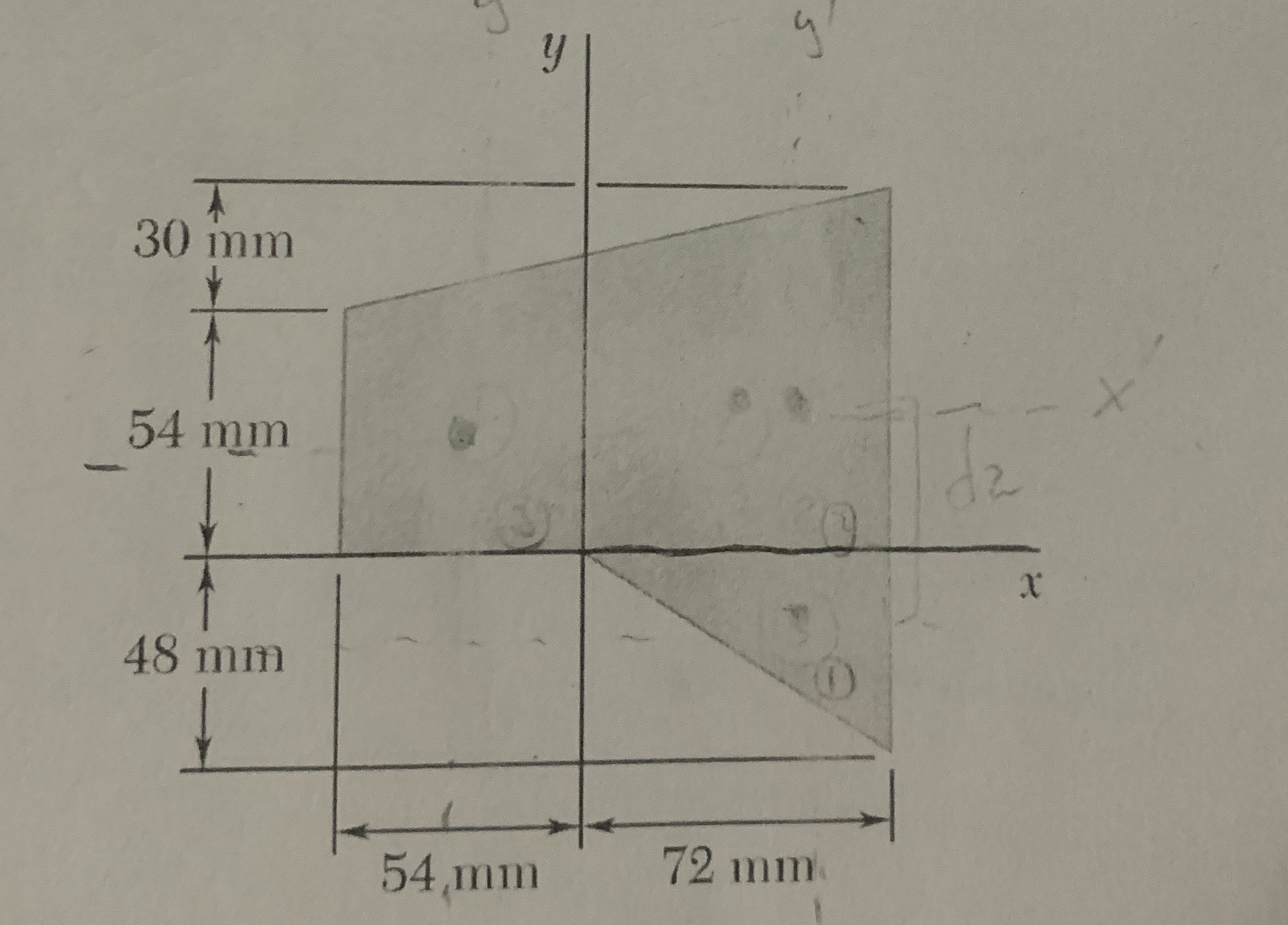 Calculate the area moment of inertia about the