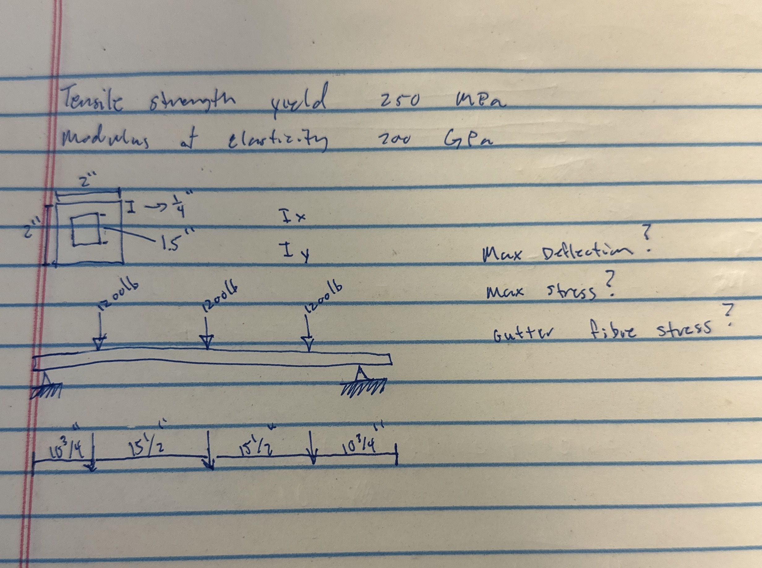 elasticity 2 0 0 GPa Max Deflection? max stress?