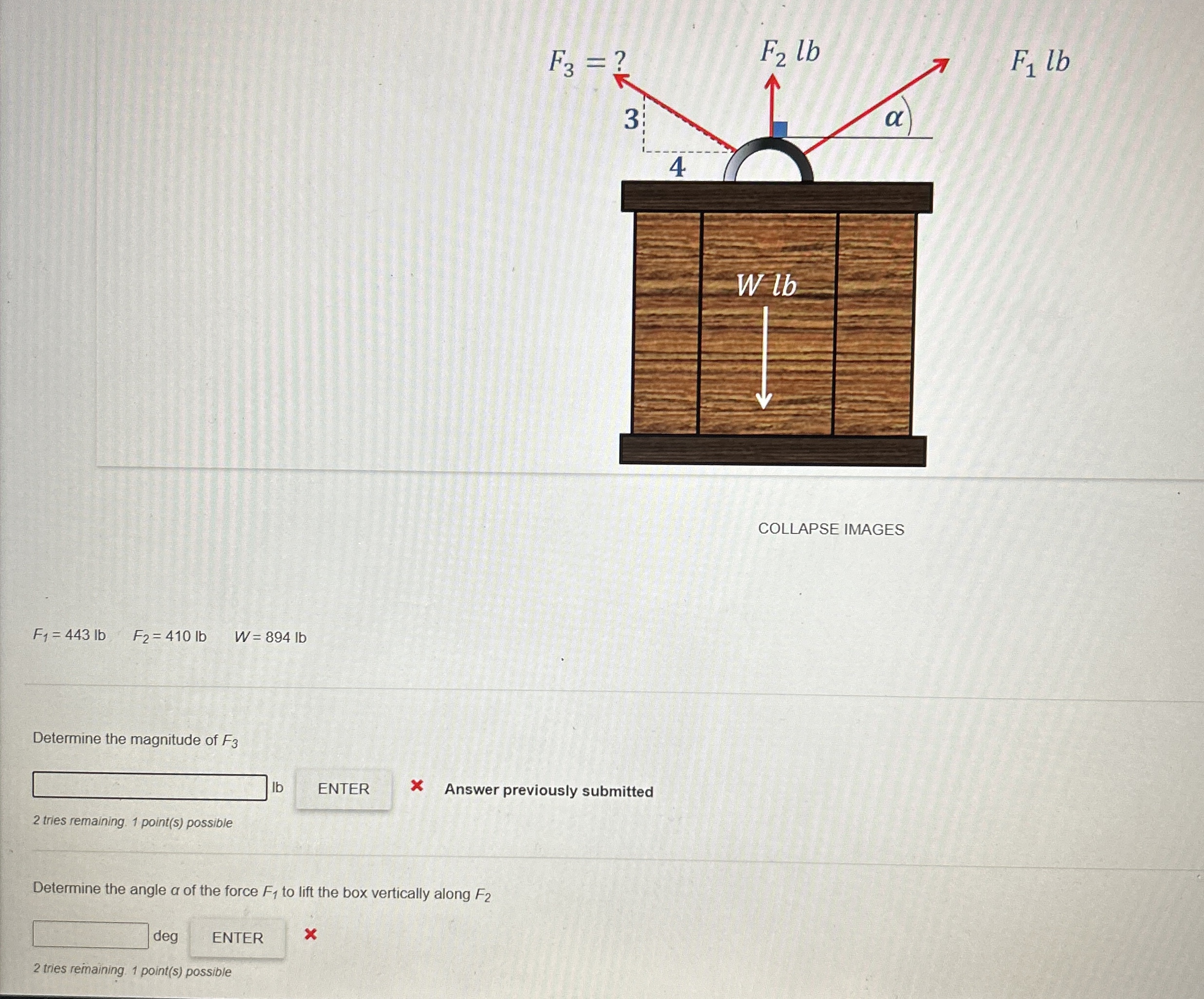 COLLAPSE IMAGES F 1 = 4 4 3 l b , F 2 = 4 1 0 l b
