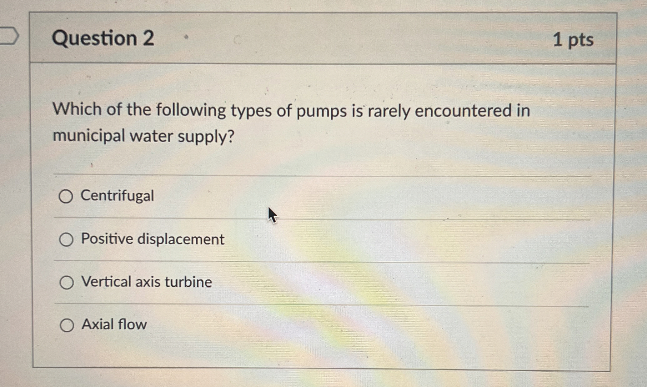 Question 2 1 pts Which of the following types of