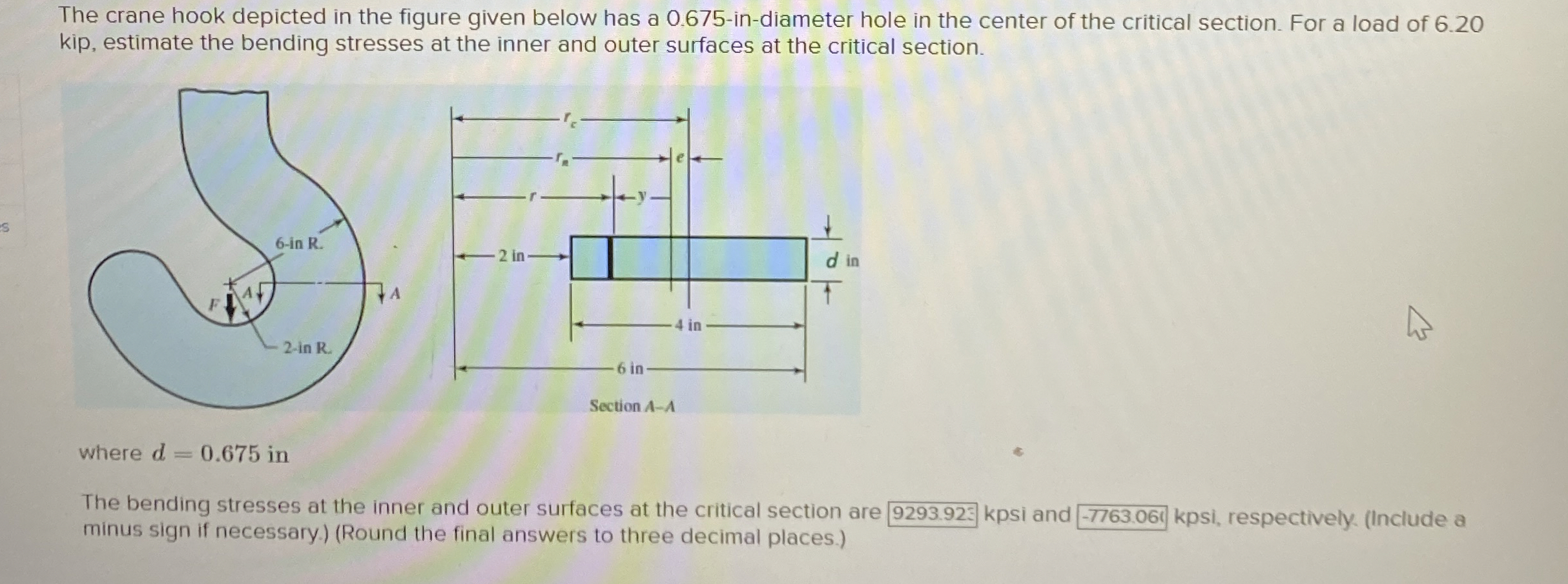 The crane hook depicted in the figure given below