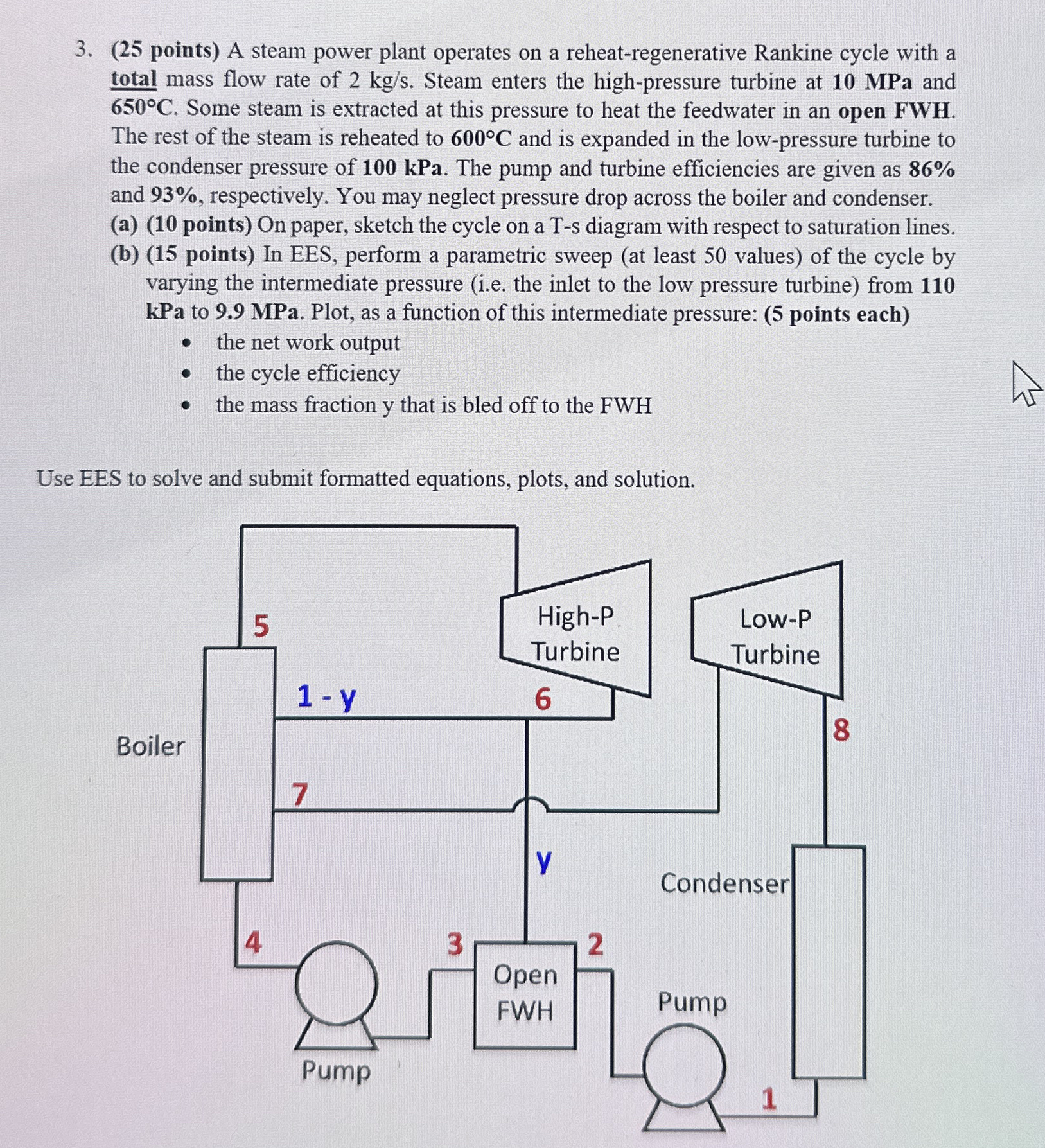 ( 2 5 points ) A steam power plant operates on a