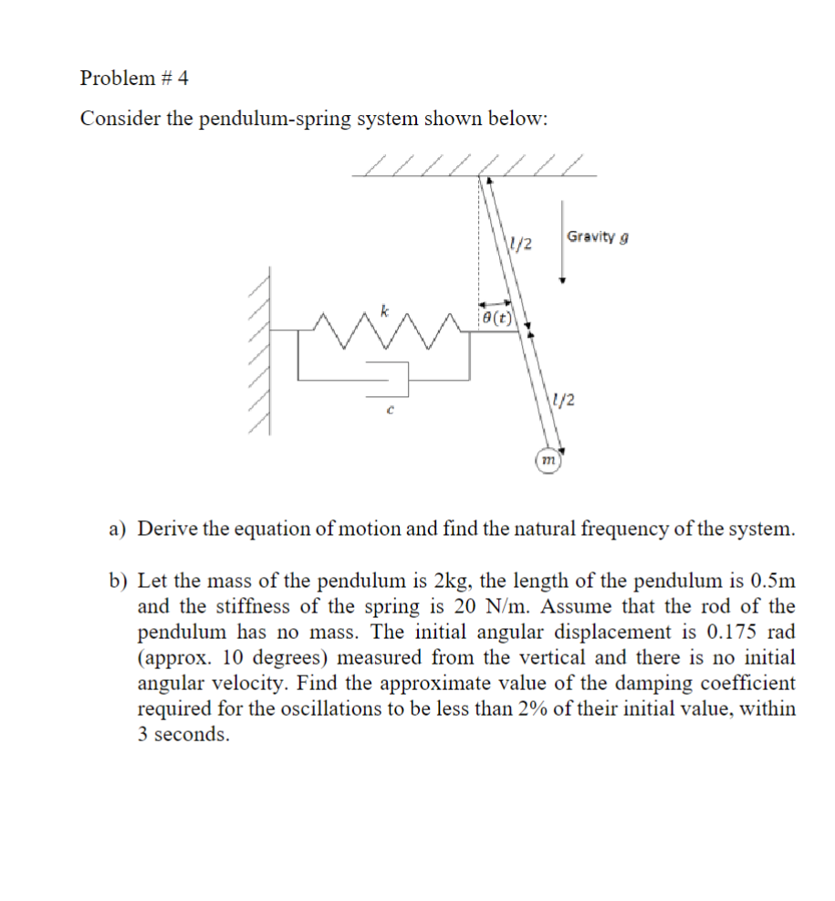 Problem \ # 4 Consider the pendulum - spring