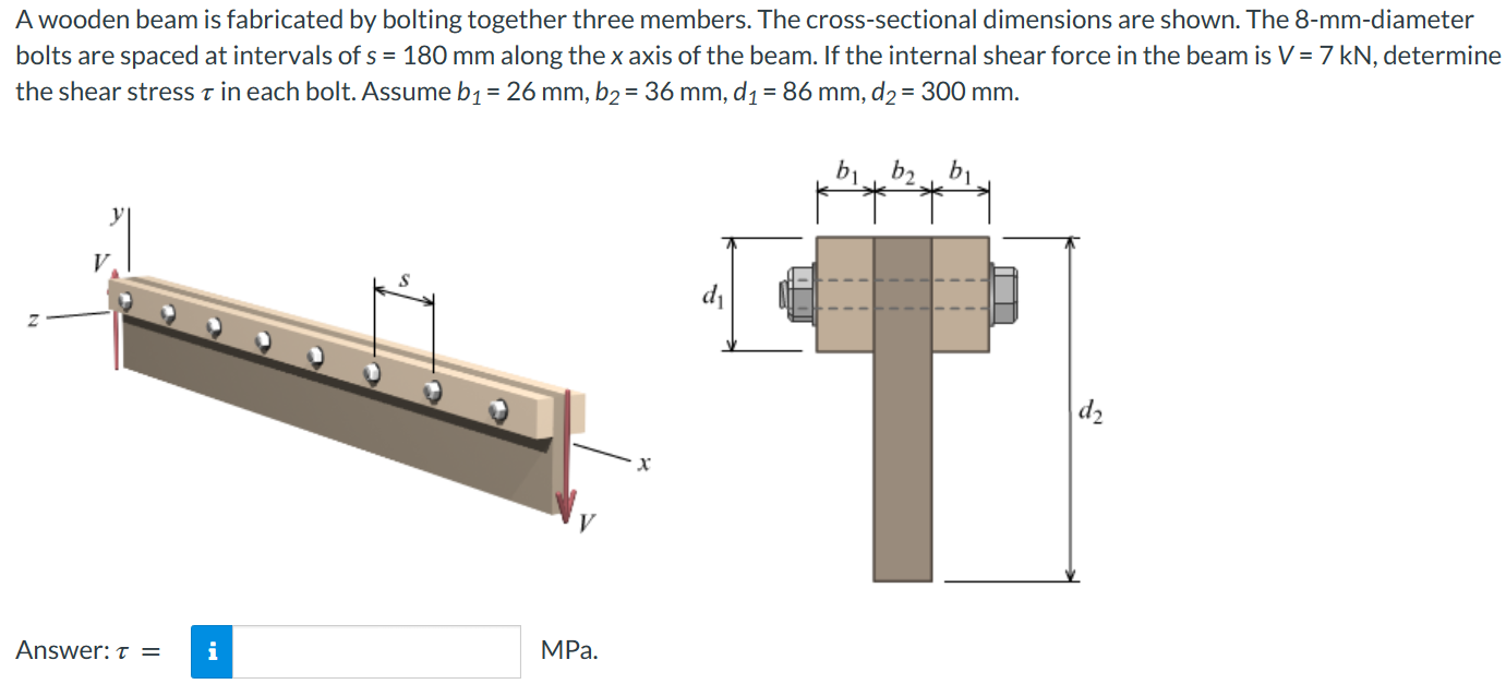 A wooden beam is fabricated by bolting together