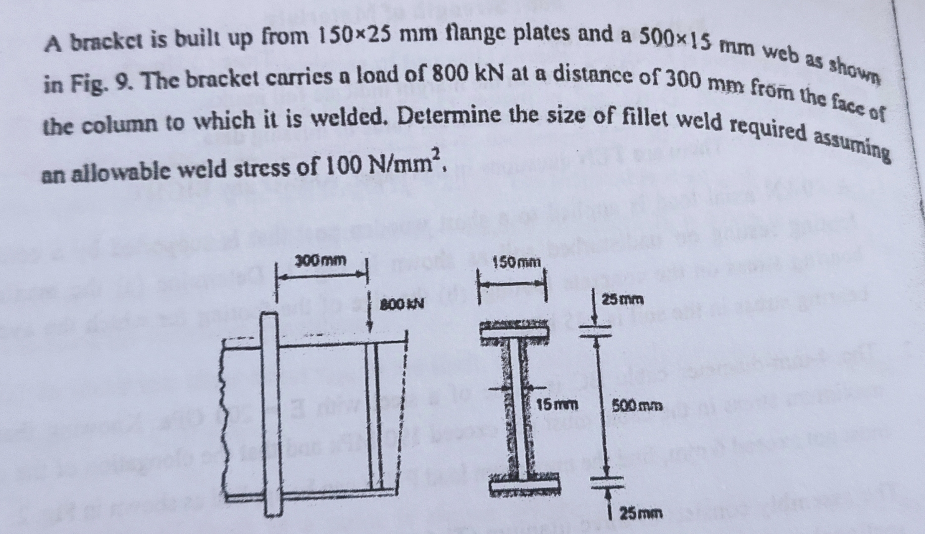 A bracket is built up from 1 5 0 2 5 m m flange