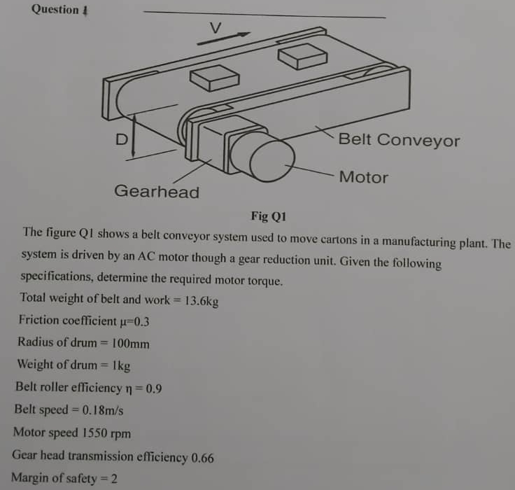 Question 4 Fig Q 1 The figure Q 1 shows a belt