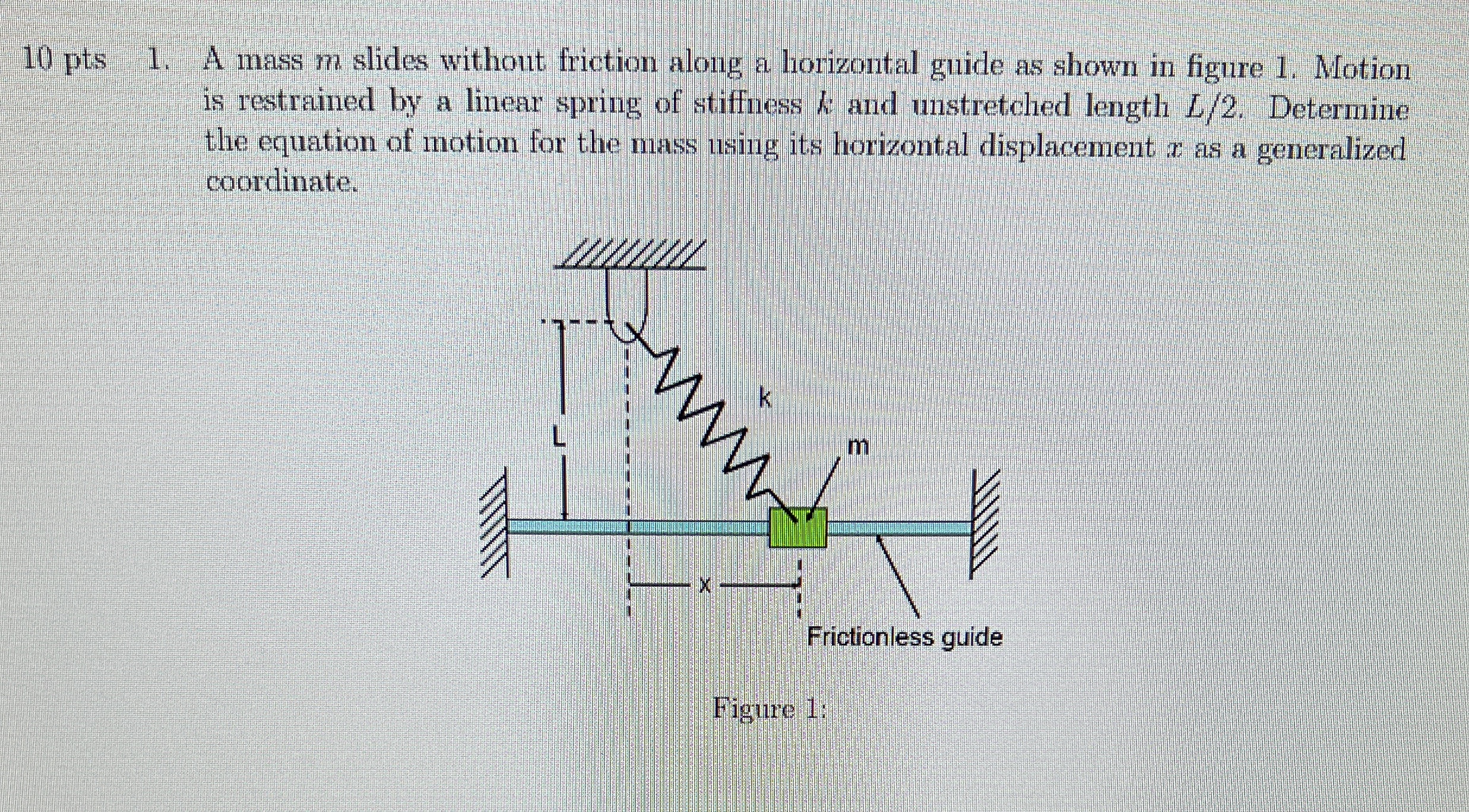 1 0 pts 1 . A mass m slides without friction