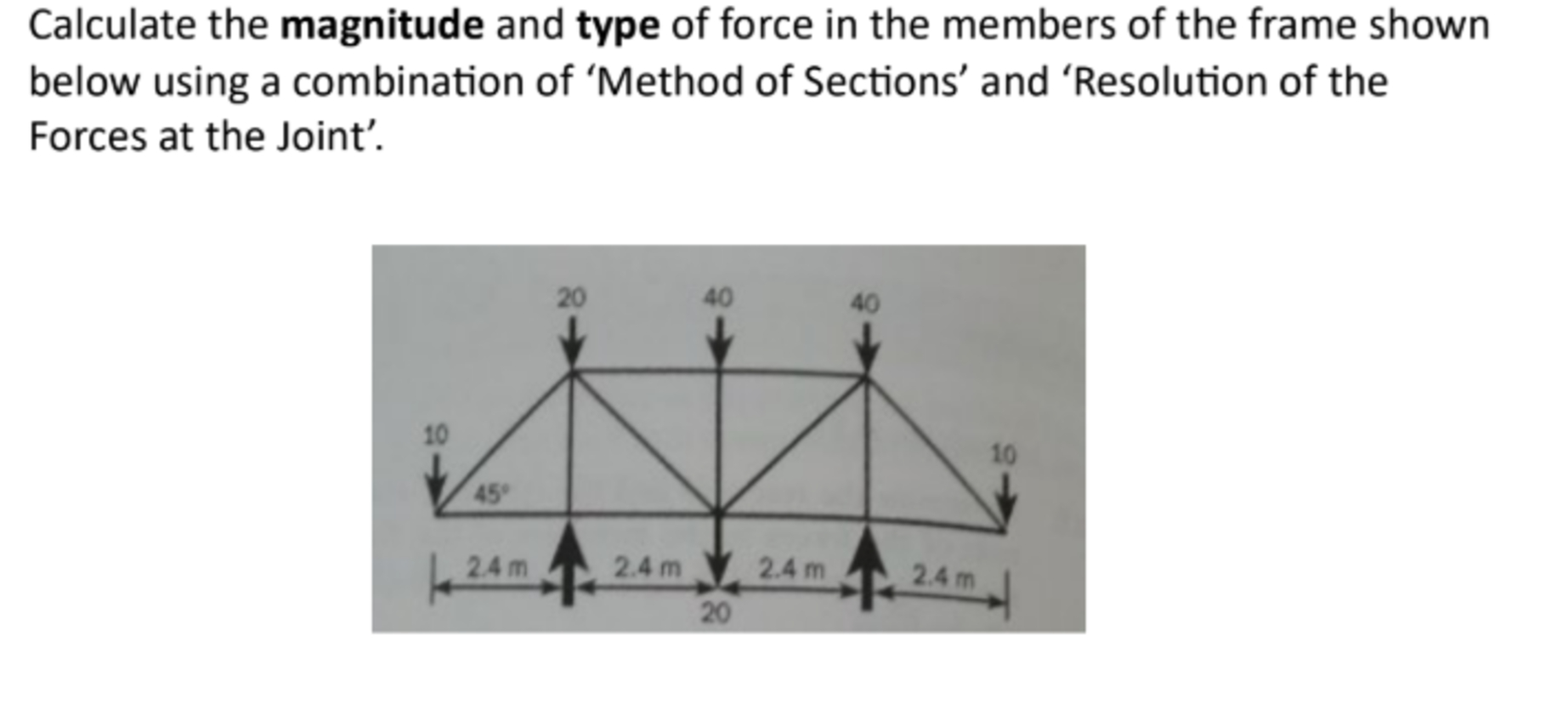 Calculate the magnitude and type of force in the