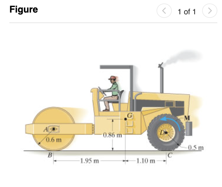 The frame of the roller has a mass of 5 . 6 Mg