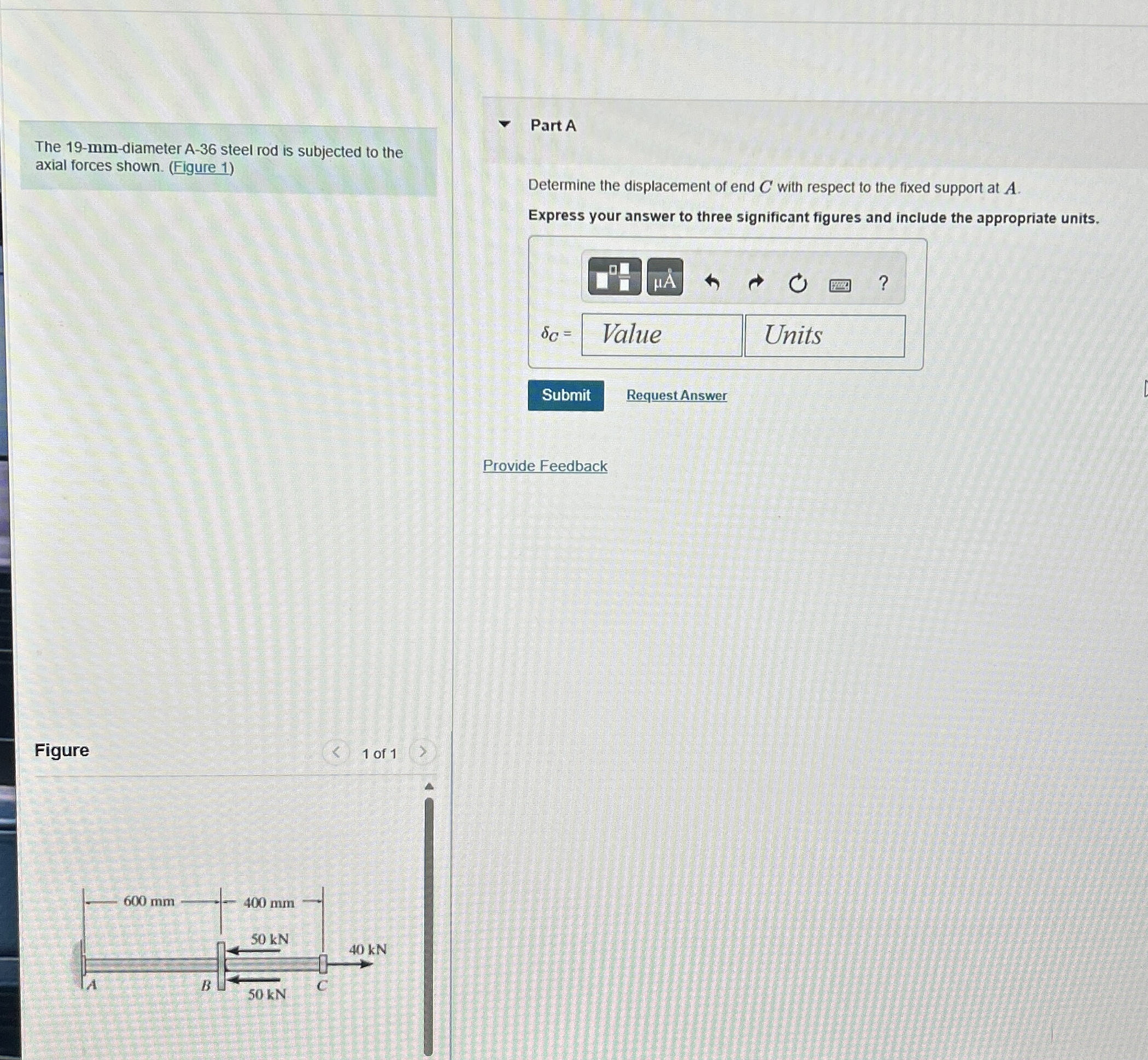 The 1 9 - m m - diameter A - 3 6 steel rod is