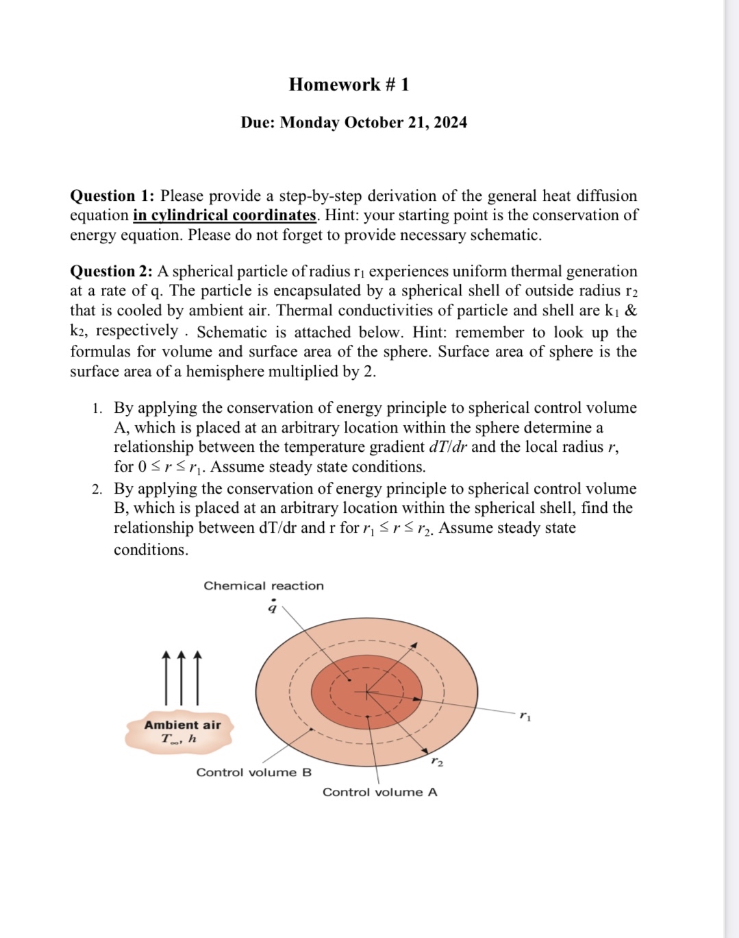 Homework # 1 Due: Monday October 2 1 , 2 0 2 4