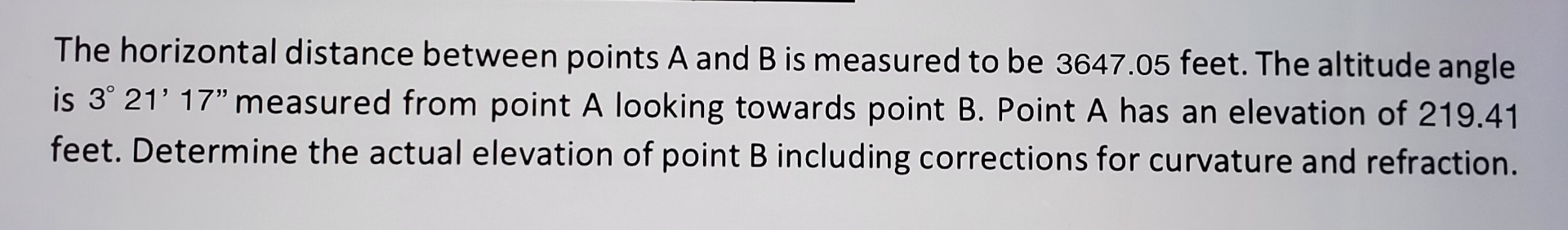 The horizontal distance between points A and B is