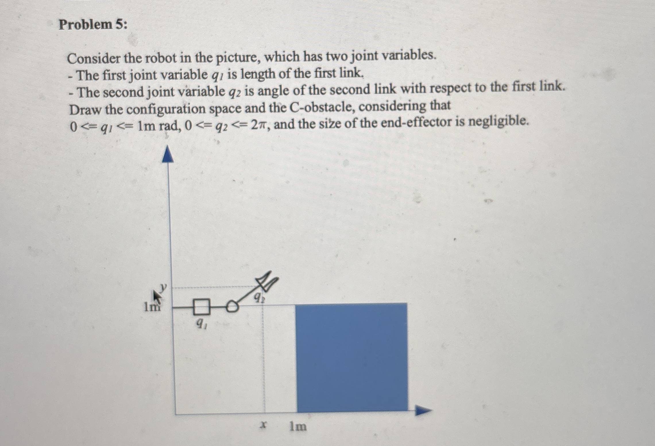 Problem 5 : Consider the robot in the picture,