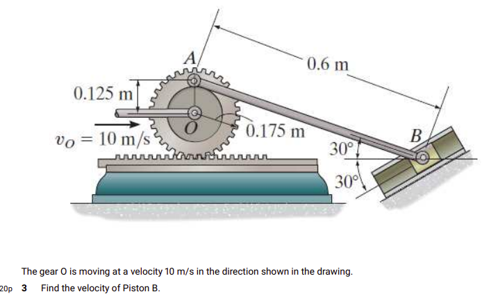 The gear O is moving at a velocity \ ( 1 0 \