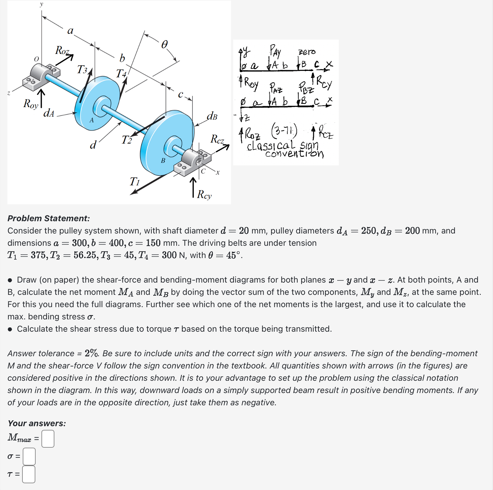 Problem Statement: Consider the pulley system