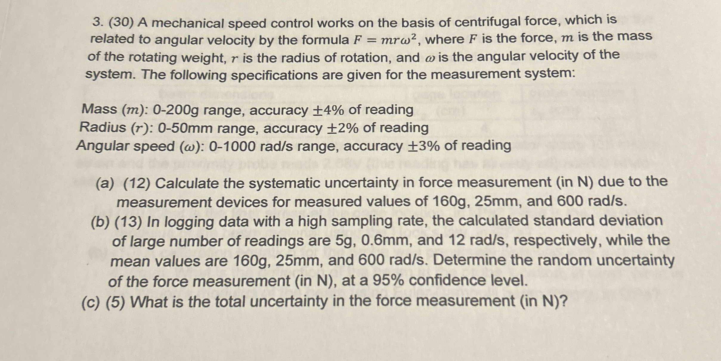 ( 3 0 ) A mechanical speed control works on the
