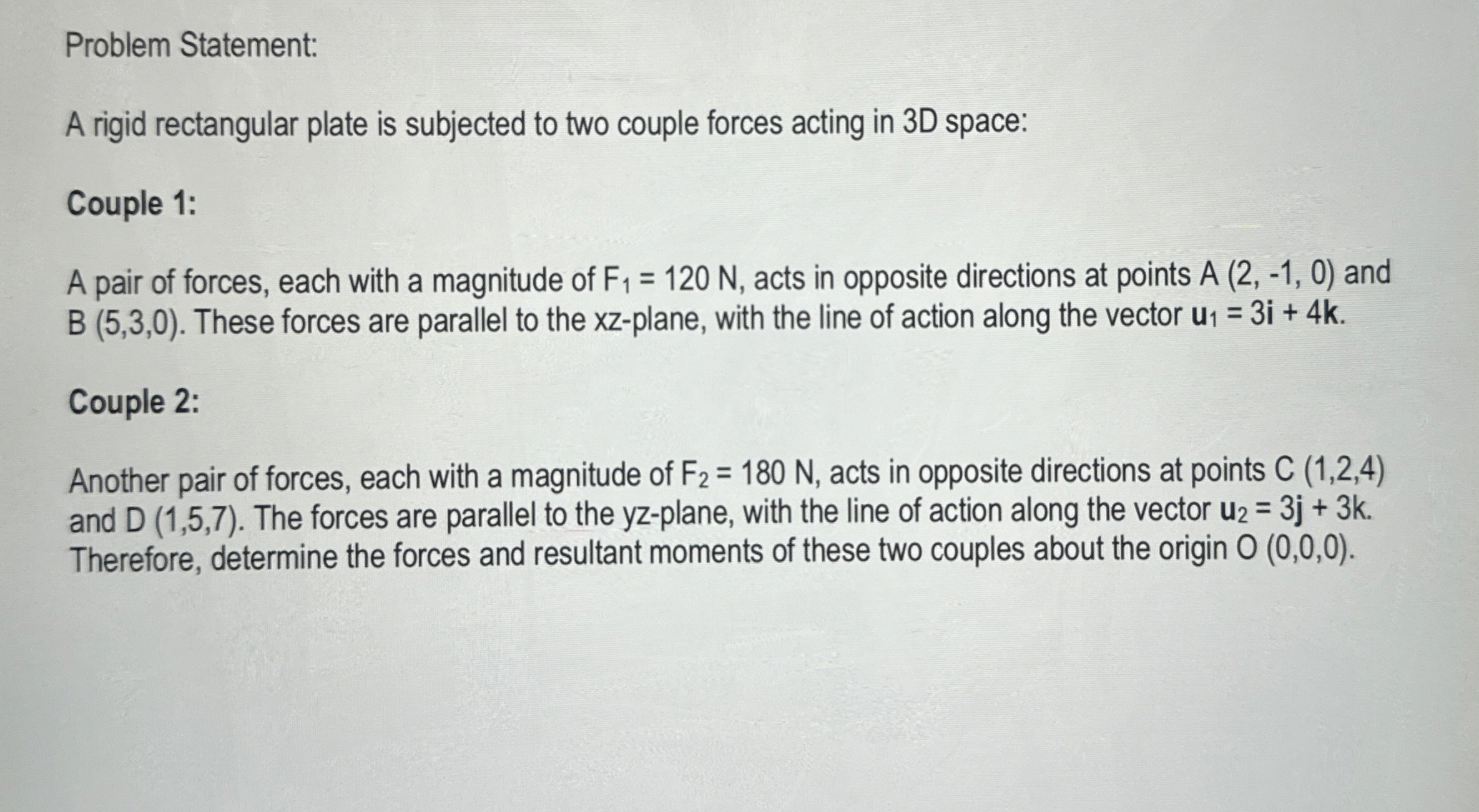 Problem Statement: A rigid rectangular plate is