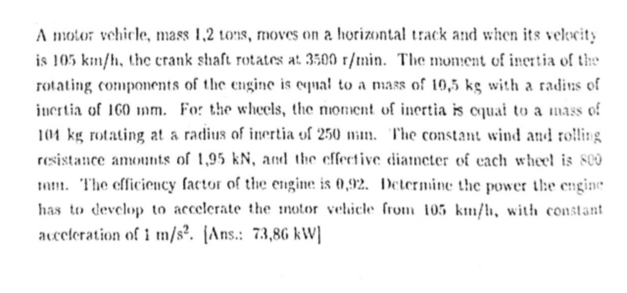 A motor vehicle, mass 1 , 2 tons, moves on a
