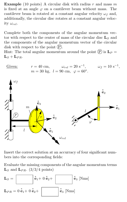 A circular disk with radius r and mass m is xed