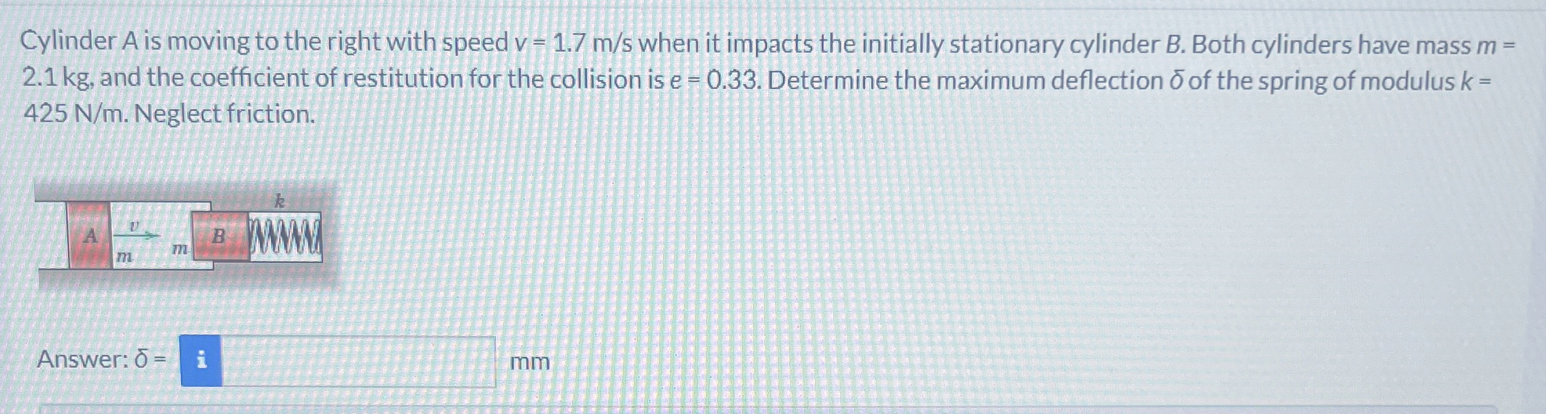 Cylinder A is moving to the right with speed v =