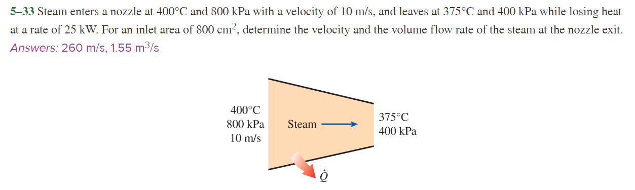 5 - 3 3 Steam enters a nozzle at 4 0 0 \ deg C