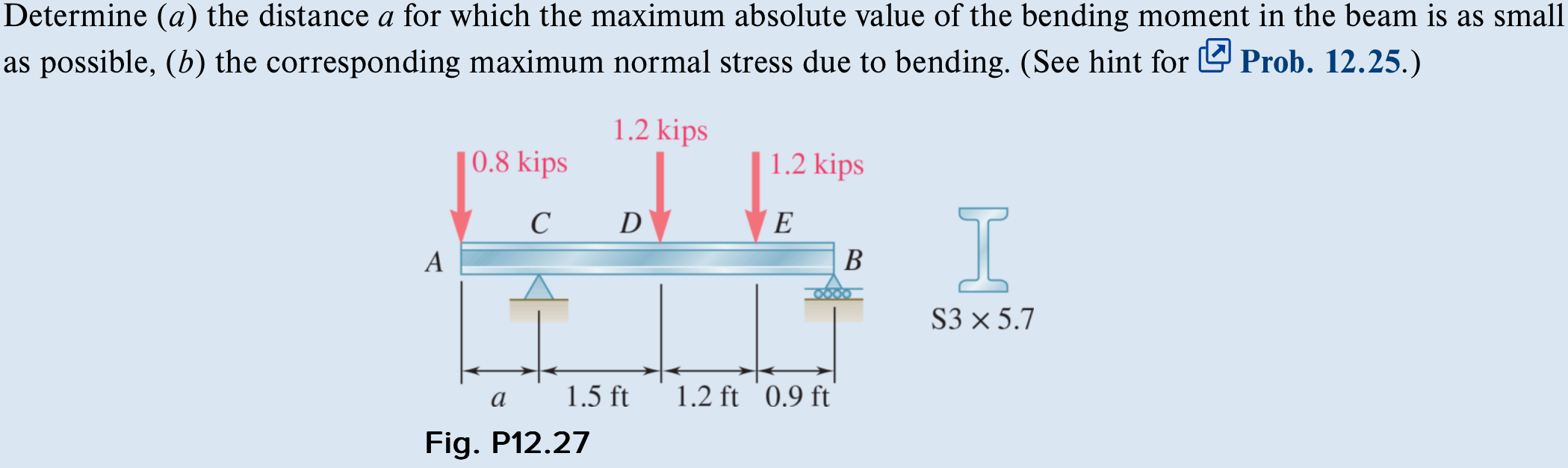 Determine ( a ) the distance a for which the