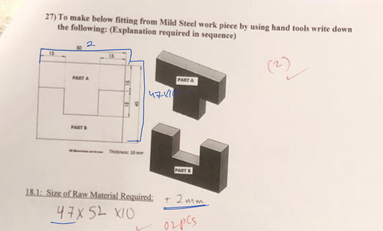 To make below fitting from Mild Steel work piece
