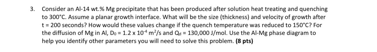 Consider an A l - 1 4 w t . % M g precipitate