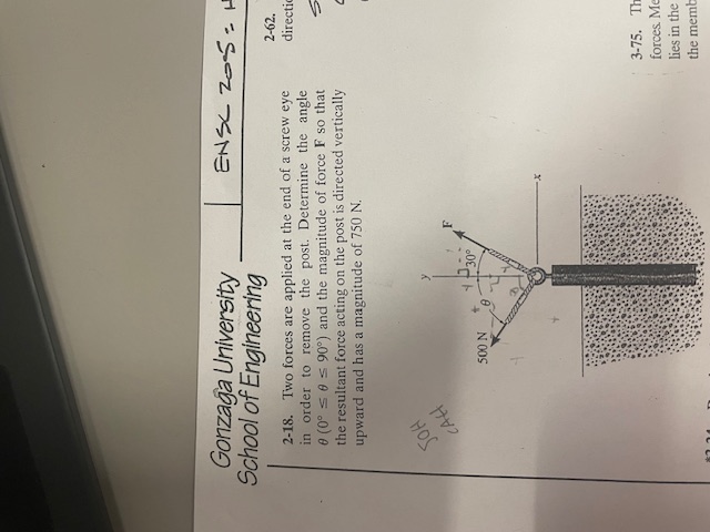 School of Engineering 2 - 1 8 . Two forces are