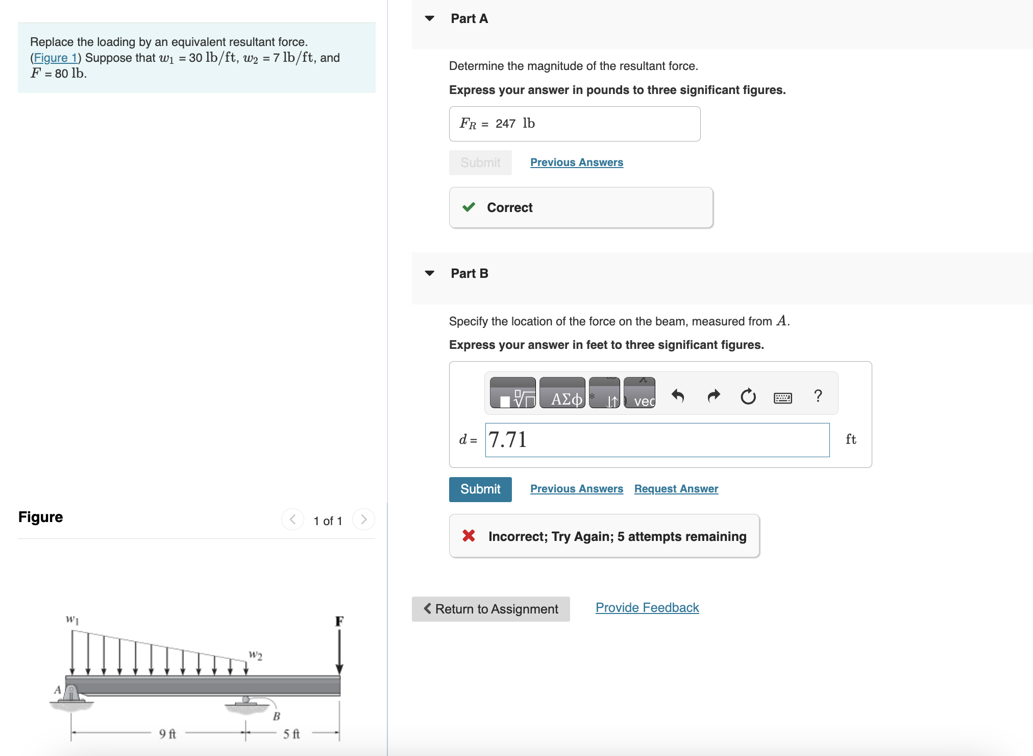 Replace the loading by an equivalent resultant