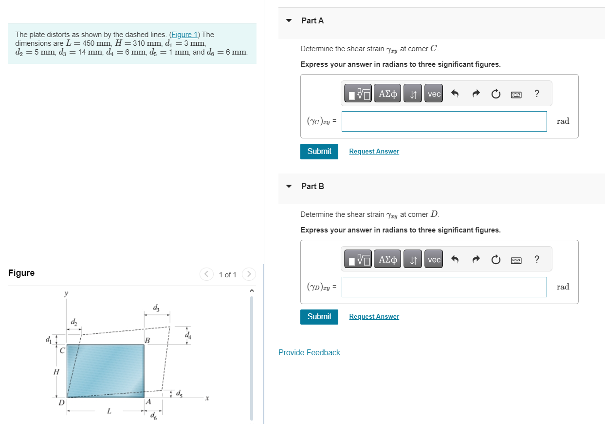 The plate distorts as shown by the dashed lines.