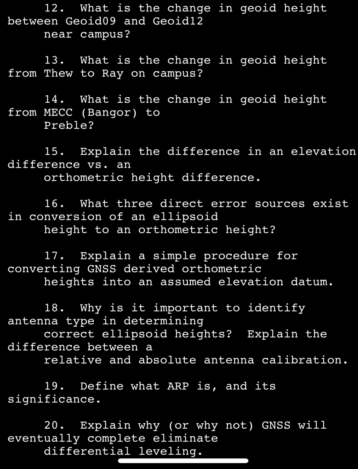 What is the change in geoid height between Geoid