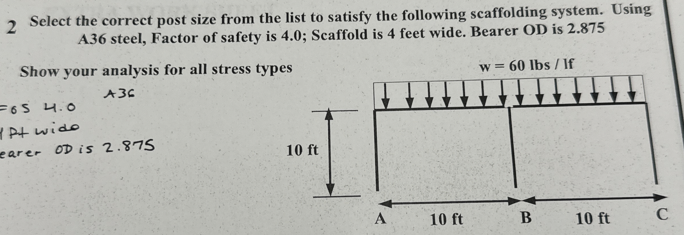 2 Select the correct post size from the list to